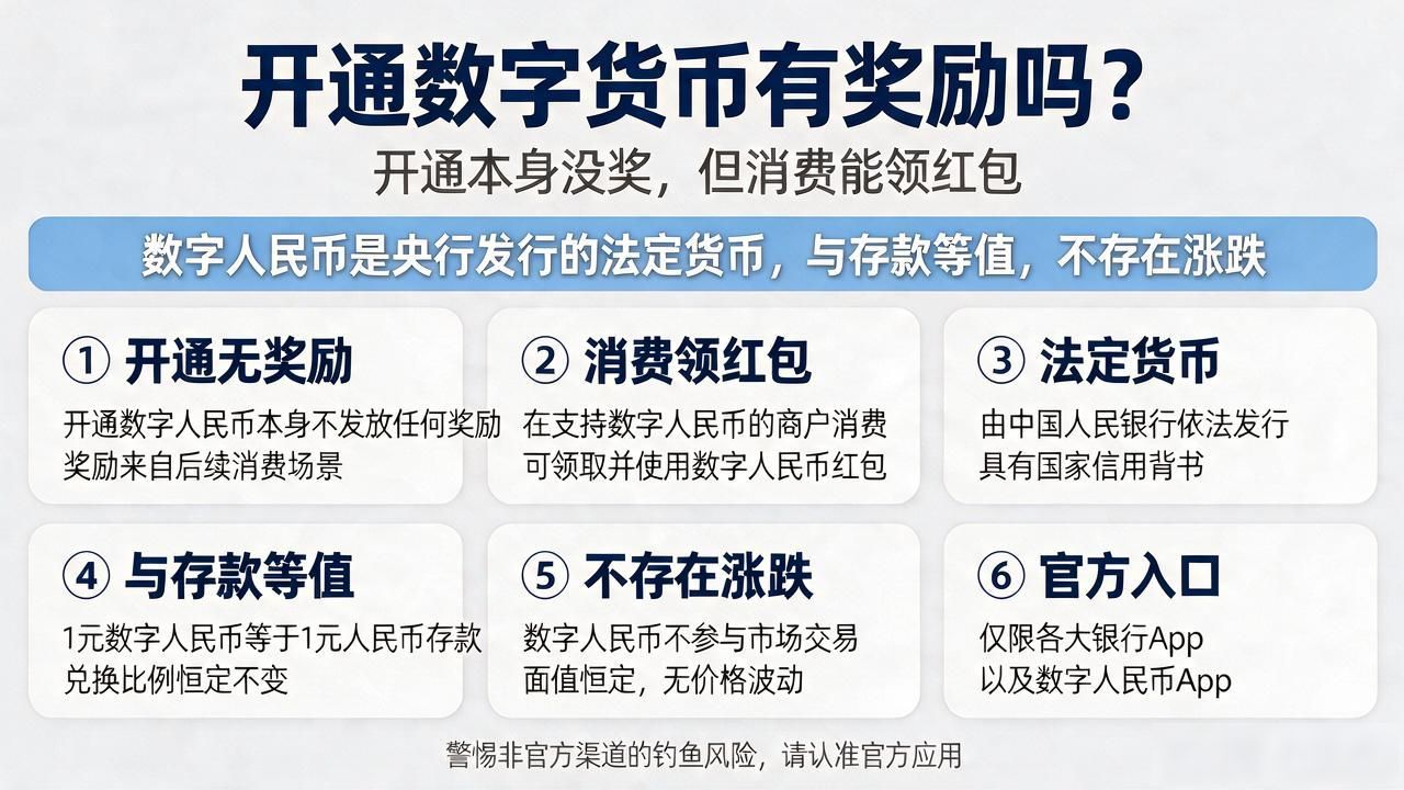 开通数字货币有奖励吗？开通本身没奖但消费能领红包