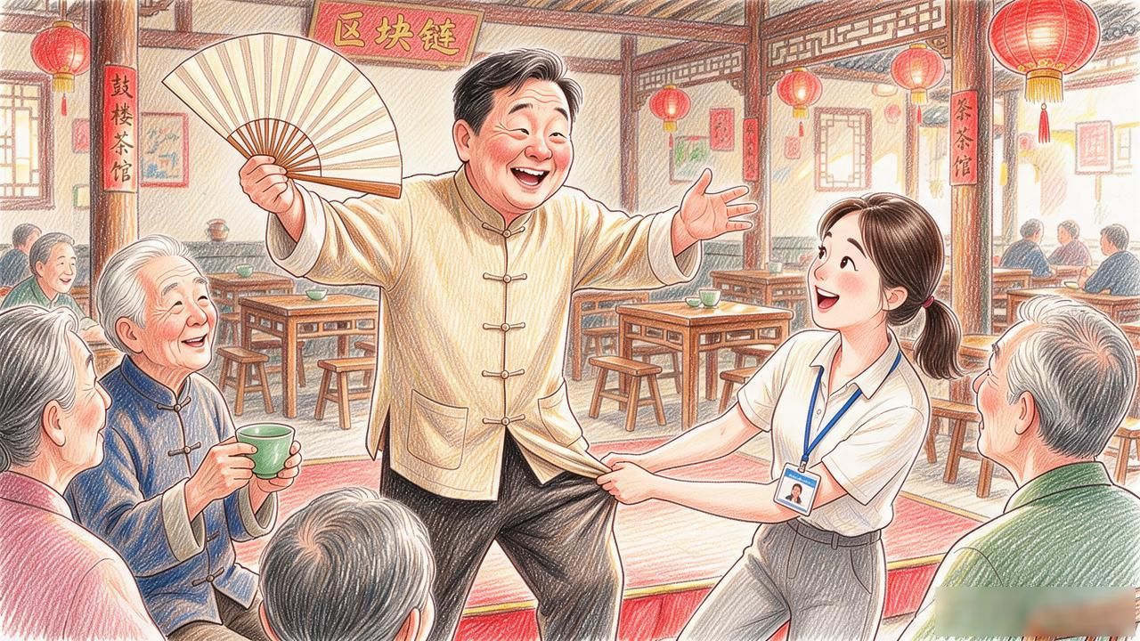 说相声讲数字货币,老曲艺人把区块链编进贯口,茶馆里直拍腿